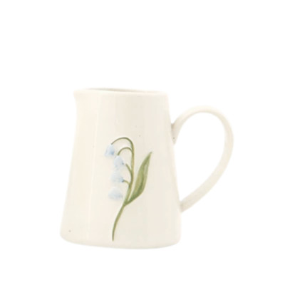 Creative Co-op Blue Bonnet Flower Stoneware Hand Painted Creamer-image