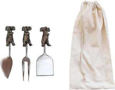 Creative Co-Op Cast Aluminum Cheese Servers with Mice Shaped Handles in... -image