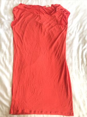 LOLLY orange knit sleeveless knee length dress Size MEDIUM Cute!-image