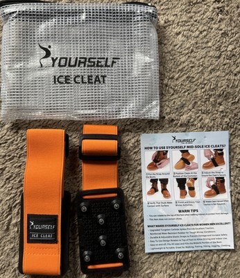 SYOURSELF Mid-Sole Ice Cleats Adjustable Straps Orange Black-image