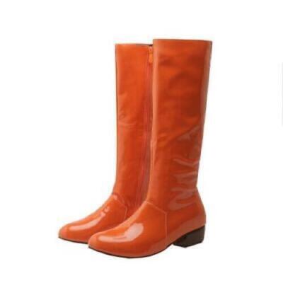 Round Toe Women's Shoes Block Heels Side Zip Mid Calf Boots Glitter Casual Boots-image