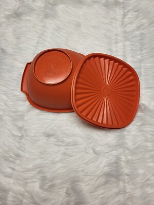 Vintage Tupperware Bowl With Lid, Orange-image