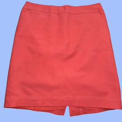 Merona Stretch Pencil Skirt Silky Liner Pleated & Pockets Zip Up Size 8  Coral -image