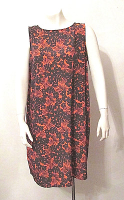 Caslon Orange Black Lightweight Sheath Floral Print Summer Dress sz M Sleeveless-image