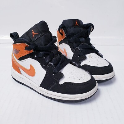 Nike Air Jordan 1 Mid TD Shattered Backboard Size 8C Orange Black 640735 058-image