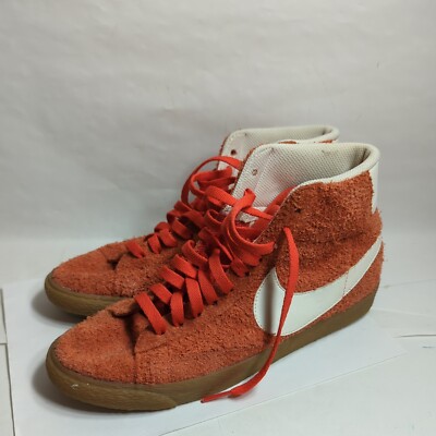 Women's 8.5 Nike Blazer Mid Suede Orange /Ivory/Gum 518171-801 Pre-owned -image
