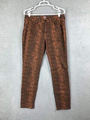A New Approach A.N.A Mid Rise Skinny Stretch Snake Print Orange Jeans 10 33x29.5-image