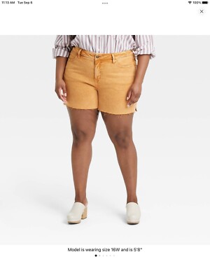 Ava & Viv Women’s Plus Size Jean Shorts Burnt Orange Rust Mid Rise Stretch 22W-image
