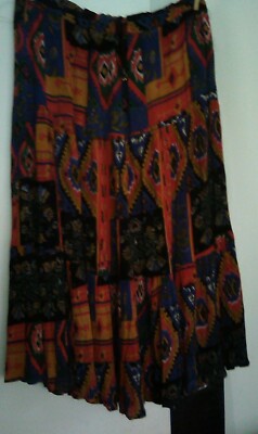 Sunbelt*Sports Wear*Dark Orange*Blue Multi-Color Print Drawstring Below Knee...-image