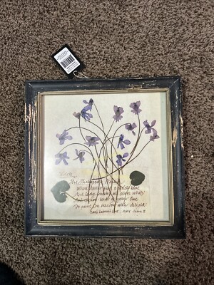Creative Co-op Violets 10x10 Wall Art With Distressed Black Frame-image