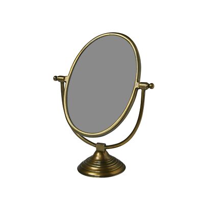 Creative Co-Op Antique Aluminum Swivel Vanity Mirror, Brass-image