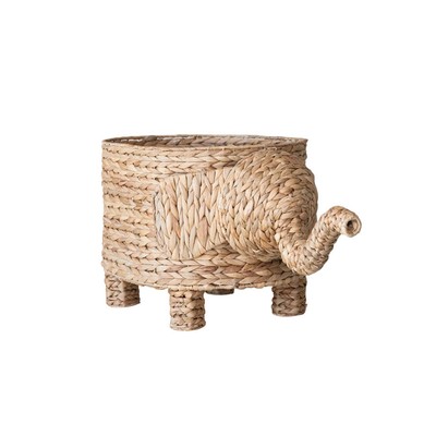 Creative Co-op Hand-Woven Hyacinth Elephant Basket-image