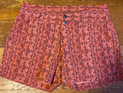 Columbia Shorts Size 2 Orange Geometric Shapes Stretch Mid-riseOmni Shade/shield-image