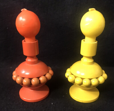 Pair of Aarikka Candle Holders Finland  Candles Yellow Orange Mid Century Modern-image