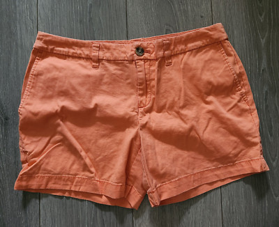 Faded Glory Chino Shorts Women's 8 Orange Stretch Mid Rise 32 x 4.5-image