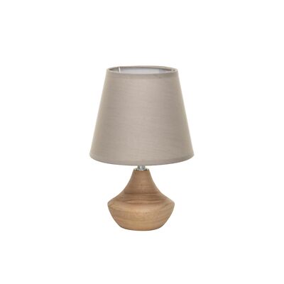 Creative Co-Op Eucalyptus Wood Table Lamp with Linen Shade, Natural-image