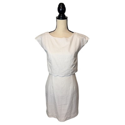 LAUREN JAMES Sullivan Dress White Open Back Seersucker Cap Sleeve Womens Size XS-image
