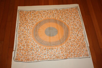 Vtg Mid Centry SIGNED GIULIETTA Orange Brown White BULLSEYE POLKADOT SCARF Italy-image