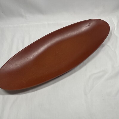 VINTAGE Flintwood Burnt Orange Tray Mid Century Cool Piece Melamine USA 18”x7”-image