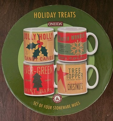 ONEIDA Holiday Treats - 4 Stoneware Mugs - Christmas - Phoenix Creative Co.-image