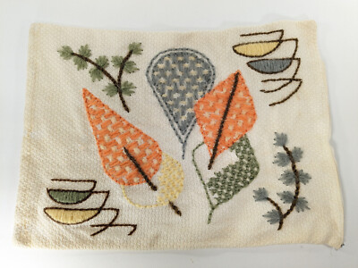 Vintage Handmade Mid Century Throw Pillow Sham Orange Blue Green Gold-image