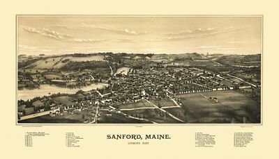 Historic Panoramic View - Sanford Maine - Norris 1889 - 40.14 x 23-image