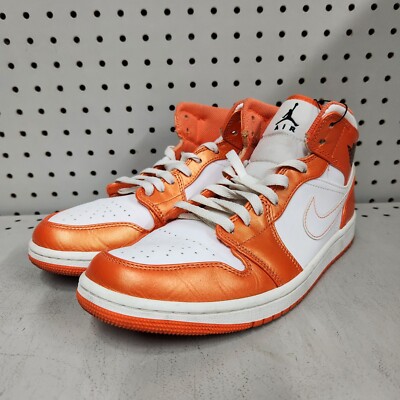 2021 NIKE AIR JORDAN 1 MID ELECTRO ORANGE SZ 8.5 DM3531 800 WHITE SNEAKERS S13-image