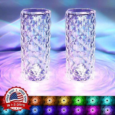 2x Lamparas De Mesa Luces Elegante Modernas Cristal Para Sala Dormitorio Cocina-image