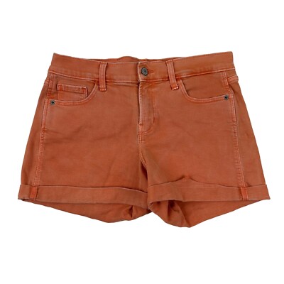 Old Navy Orange Boyfriend Mid Rise Denim Jean Shorts Cuffed Size 4 Stretch-image