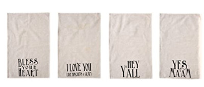 Creative Co-Op DA7426A Cotton Tea Towel Southern Saying Ma'am Y'all Set of 4-image