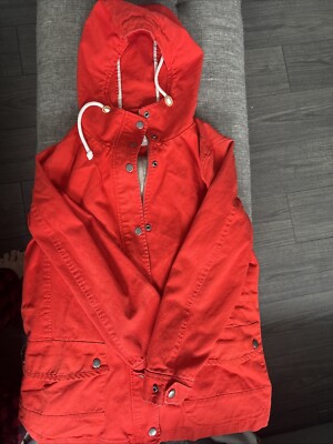 Gap Orange Hooded Coat/Jacket Women’s Medium Full Zip And Snap Front-image