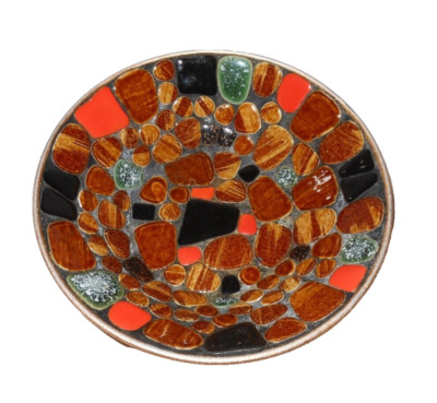 Mid Century Vintage Japan River Stones Mosaic Snack Bowl 7.5