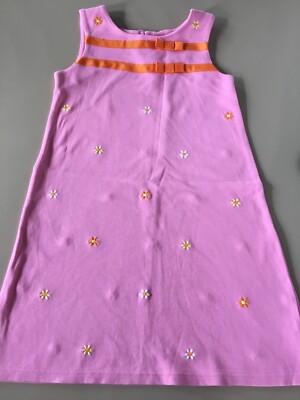 Hartstrings Pink/Orange 26 Inch Embroidered Daisies Girls Sun Dress Size 7-image