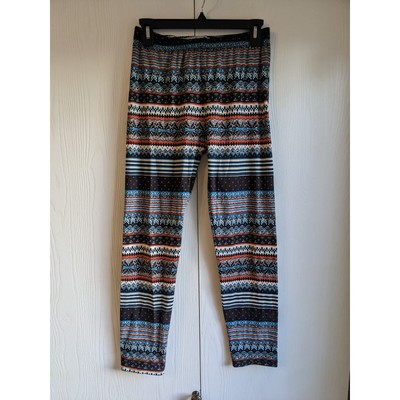 New Mix Women's Mid Rise Blue Orange Elastic Waist Leggings Pant One Size -image