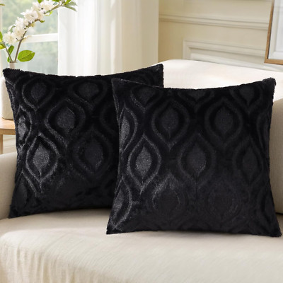 Decorative Throw Pillow Covers 18X18, Soft Plush Faux Wool Couch Pillow Covers f-image