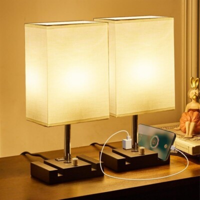 2PCS Lampara De Mesa Con Control Tactil Lamparas De Noche Regulables De 3 Vias-image