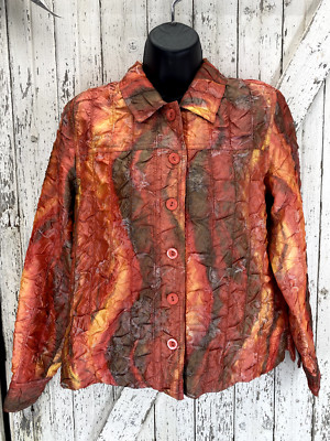 Erin by Erin London Button Blazer Jacket Orange PM Fall Halloween-image