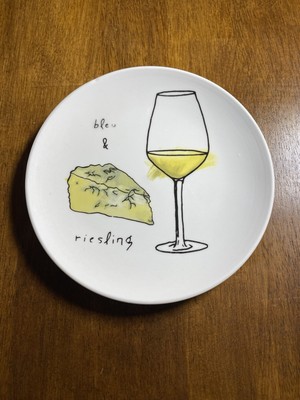 Blu & Riesling creative co-op Wine And Cheese 6 1/4 Inch Cocktail Plate-image