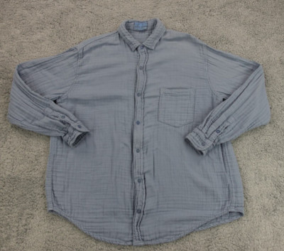 CP Shades Shirt Women Medium Blue Joss Double Cotton Gauze Button Long Sleeve-image
