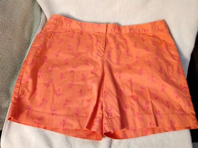 Izod perform X Womens Shorts Size 16 Orange Pineapples pockets zip Mid rise-image