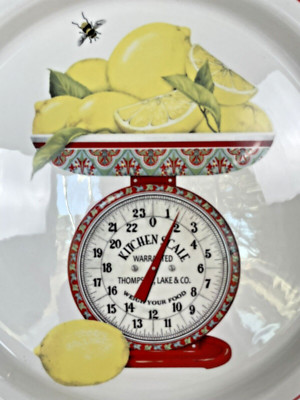 Retro Kitchen Platter Old Time Scale w/ Lemons Creative Co-op Mary Lake Thompson-image