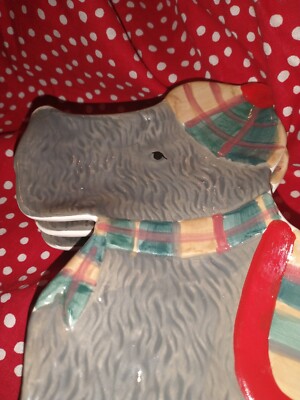 Creative co-op plates CERAMIC SCOTTIE DOG PLATES(6) AVAILABLE. SIZE 9 3/4 BY 8 -image