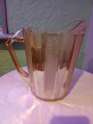 Vintage 2Qt Jeanette Marigold Carnival Glass Pitcher Mid Century-image