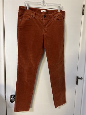 CAbi #146 Pants Rust Orange Brown Corduroy Skinny Leg Mid Rise Stretch Size 12-image