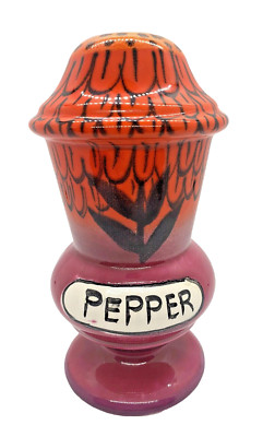 Mid Century Modern Burgundy Red Orange Pepper Shaker Raymor Italy #R1742-image
