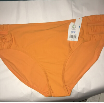 Time & Tru Bright Orange Mid Waist Cut Out Swimsuit Bikini Bottoms Sz  XL 16-18-image