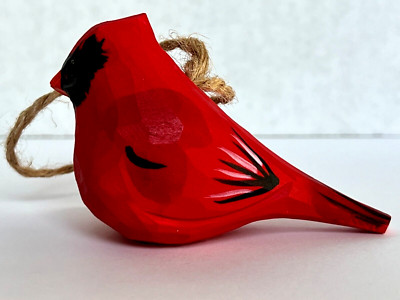 Creative Co-Op Basswood Carved Wood Bird CARDINAL Ornament or Figurine 4