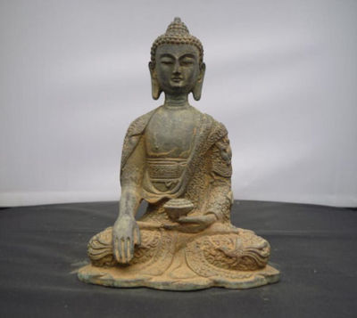 Old tibet buddhism Joss pure bronze sakyamuni Shakyamuni Amitabha buddha statue-image
