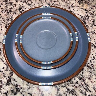Mesa Blue Plates Dinner, Dessert & Saucer by Dansk Stoneware Japan Discontinued-image