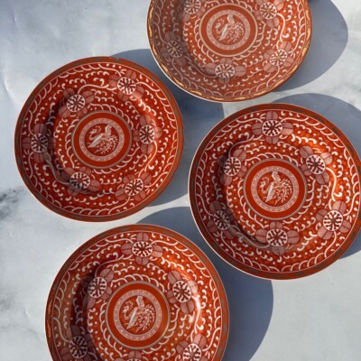 Georges Briard Imperial Brocade Orange Salad Plates Set of 4 Mid Century-image